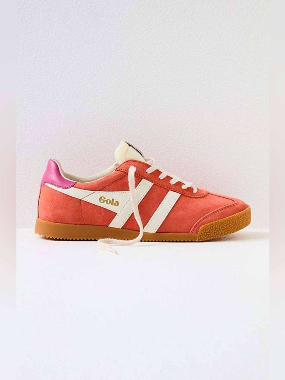 Anthropologie Gola Elan Suede Trainers Hot Coral Fuchsia Leather Women’s Size 7
